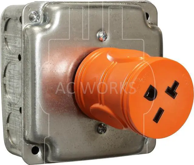 Alt view image 6 of 7 - AC WORKS NEMA L6-30P 30Amp 250Volt Locking Plug to NEMA 6-15/20R 15/20Amp 250Volt Female Connector Adapter (Orange)