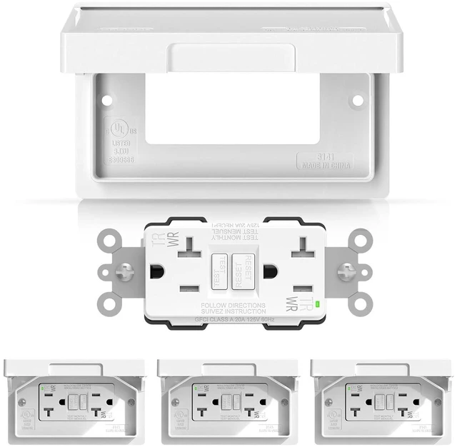 Main image of AIDA 20A GFCI Outlet with Weatherproof Cover, Tamper-Resistant & Weather Resistant Self-Test Electrical Outlet, 20A/125V for Bathroom, Kitchen, Outdoor, UL Listed, Matte White, 4 Pack