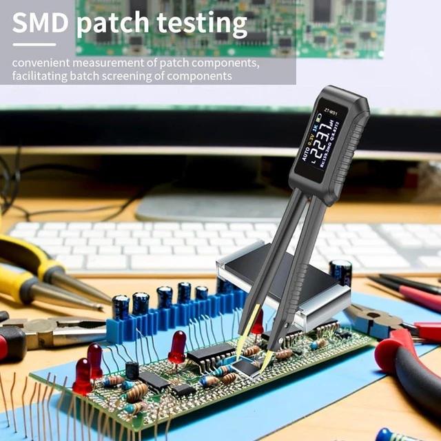Alt view image 5 of 7 - TreasureCave Smart LCR Meter Tweezer Tester, Intelligent Digital LCR Bridge, Automatic Component Recognition, Multimeter Tester for SMD/Resistor/Capacitor