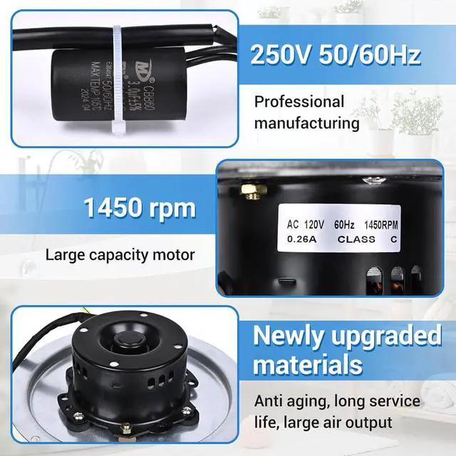 Alt view image 2 of 7 - 0696B000 Motor Assembly, Bathroom Fan Motor Replacement Parts Compatible with Nutone QT100 QT110 QT100L QT9093 Etc Series, Replaceable Models 8253210230 8253210930 AL41285A JA2C119 JA2C119H Etc