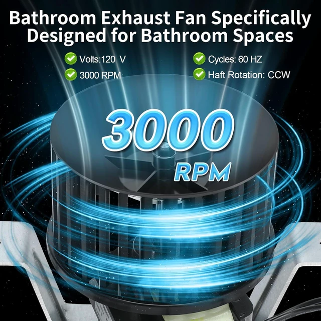 Alt view image 2 of 6 - 85598000 Bathroom Exhaust Fan Motor Assembly | Quiet High CFM Replacement for 605, 668N, 605N, 665N, Bath Fans | Energy Efficient. Long-Lasting. Easy to Install Ventilation System