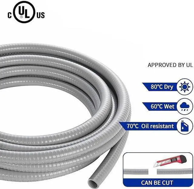 Alt view image 3 of 6 - 3/4 Inch Non-Metallic Liquid-Tight Conduit, 50ft Flexible Liquid Tight Electrical Conduit