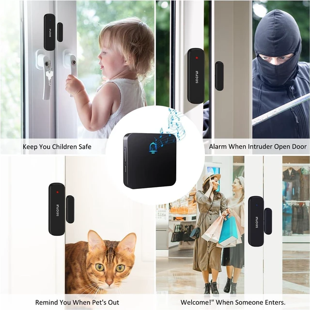 Alt view image 3 of 7 - SECRUI Wireless Door Chimes When Entry for Business/Home/Office/Store (500ft Range 32 Chimes Adjustable Volume) Door Open Ringer Alert Buzzer Alarm - 1 sensors