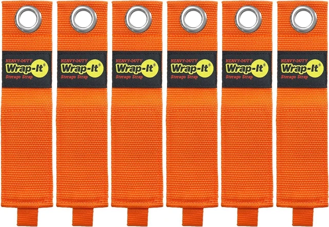 Main image of Heavy-Duty Wrap-It Storage Straps - 17-inch (6-Pack) Blaze Orange - Garage Organizer and Extension Cord Hanger for Garage Storage Ideas as an Electric Cord Holder with Garage Gadgets