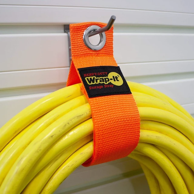 Alt view image 2 of 6 - Heavy-Duty Wrap-It Storage Straps - 17-inch (6-Pack) Blaze Orange - Garage Organizer and Extension Cord Hanger for Garage Storage Ideas as an Electric Cord Holder with Garage Gadgets