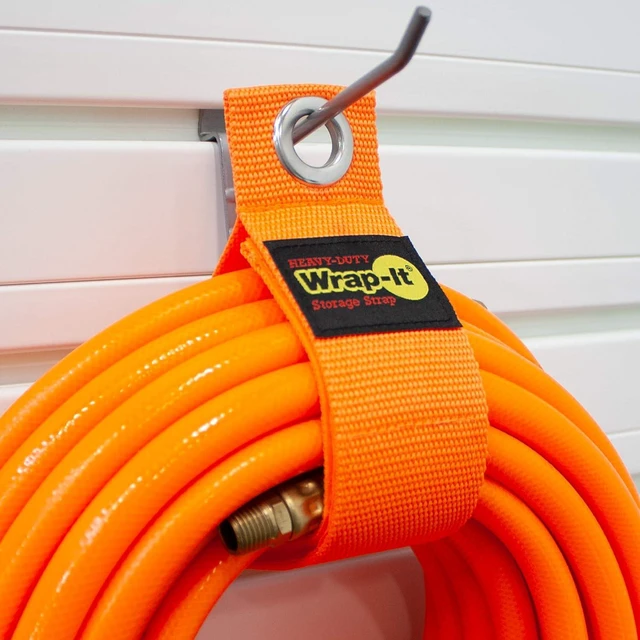 Alt view image 3 of 6 - Heavy-Duty Wrap-It Storage Straps - 17-inch (6-Pack) Blaze Orange - Garage Organizer and Extension Cord Hanger for Garage Storage Ideas as an Electric Cord Holder with Garage Gadgets