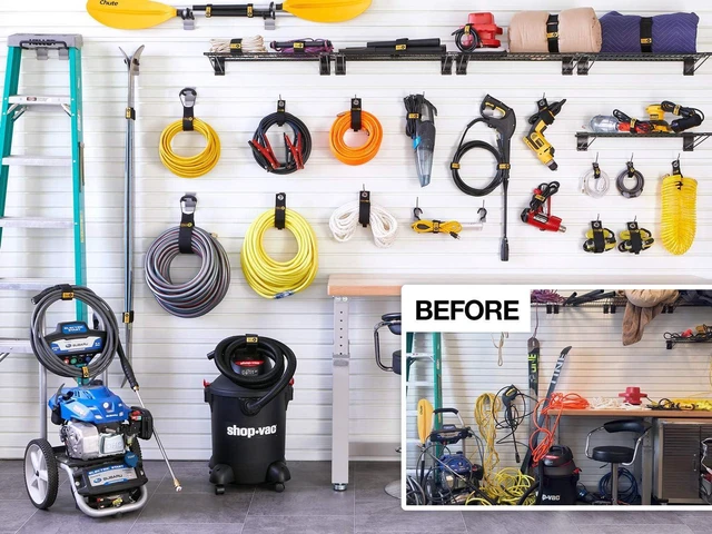 Alt view image 6 of 6 - Heavy-Duty Wrap-It Storage Straps - 17-inch (6-Pack) Blaze Orange - Garage Organizer and Extension Cord Hanger for Garage Storage Ideas as an Electric Cord Holder with Garage Gadgets