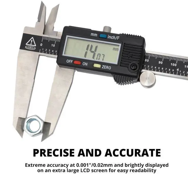 Alt view image 2 of 7 - NEIKO 01409A 12 Electronic Digital Caliper | Extra Large Display | 0-12 Inches | Inch/Fractions/Millimeter Conversion | Polished Stainless Steel