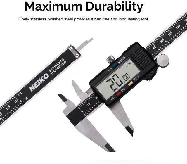 Alt view image 5 of 7 - NEIKO 01409A 12 Electronic Digital Caliper | Extra Large Display | 0-12 Inches | Inch/Fractions/Millimeter Conversion | Polished Stainless Steel