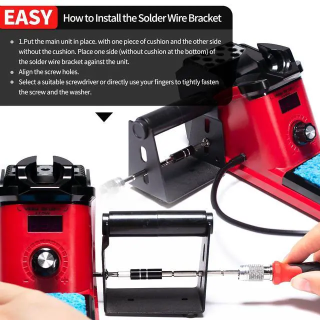 Alt view image 5 of 7 - YIHUA 926 III 110W Soldering Iron Station Kit with LED Display, 2 Helping Hands, 3 Extra Iron Tips, 35g Lead-Free Solder, Solder Sucker, S/S Tweezers, °C/°F Conversion, Calibration & Sleep Features