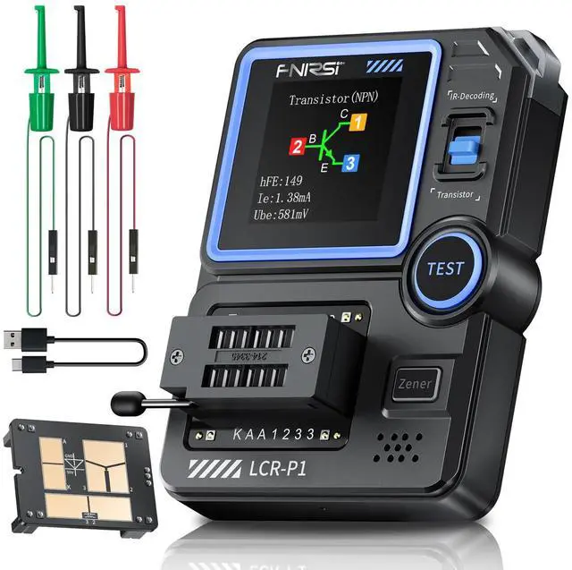 Main image of FNIRSI LCR-P1 Transistor Tester, Mosfet Transistor Capacitor Tester, SMD Electronic Component Tester, Diode Triode Zener Diode Resistance Inductance Battery Test LCR Meter MOS PNP NPN ESR Meter