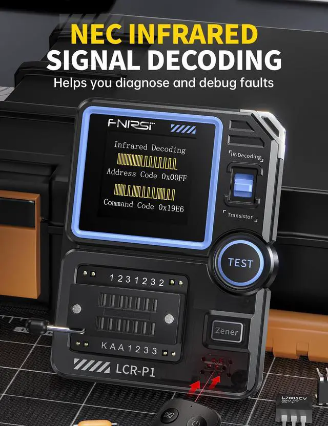Alt view image 4 of 7 - FNIRSI LCR-P1 Transistor Tester, Mosfet Transistor Capacitor Tester, SMD Electronic Component Tester, Diode Triode Zener Diode Resistance Inductance Battery Test LCR Meter MOS PNP NPN ESR Meter