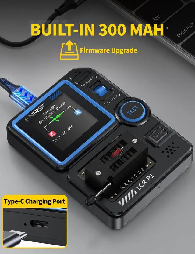 Alt view image 6 of 7 - FNIRSI LCR-P1 Transistor Tester, Mosfet Transistor Capacitor Tester, SMD Electronic Component Tester, Diode Triode Zener Diode Resistance Inductance Battery Test LCR Meter MOS PNP NPN ESR Meter
