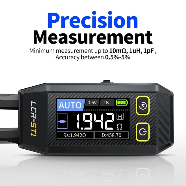 Alt view image 3 of 7 - LCR-ST1 10kHz LCR Meter Tweezers, Smart SMD Component Tester | Auto Recognition, D/Z/Q/R ESR, Data Export, for Capacitance Resistance Inductance Diode Continuity Electronics Circuit Board
