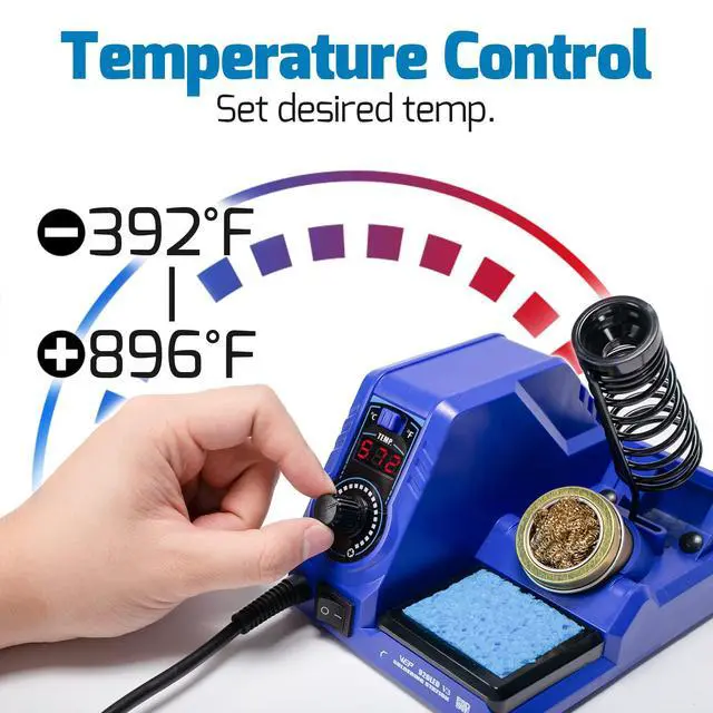 Alt view image 5 of 7 - WEP 926LED V3 Soldering Station 130W MAX Soldering Iron Kit with Solder Wire, 5 Soldering Tips, Tweezers, Solder Sucker, Tip Cleaner, Temperature Control, Sleep Mode, C-F Conversion