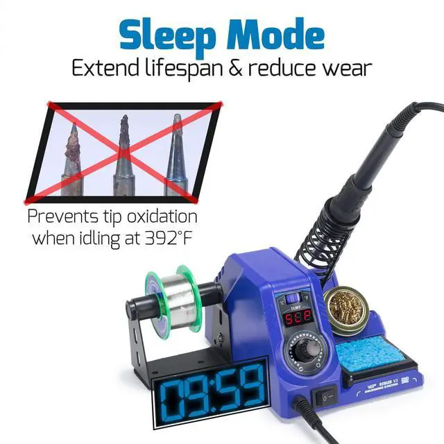 Alt view image 6 of 7 - WEP 926LED V3 Soldering Station 130W MAX Soldering Iron Kit with Solder Wire, 5 Soldering Tips, Tweezers, Solder Sucker, Tip Cleaner, Temperature Control, Sleep Mode, C-F Conversion