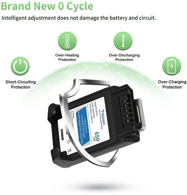 Alt view image 4 of 6 - WUHAO RS5100 Battery BT-000397 BT-000398 650mAh for Zebra RS51 RS5100 RS61 RS6100 RSBT5 RS51B0 RS51C0 Ring Scanner Battery BTRY-RS51-7MA-01 BTRY-RS51-4MA-01