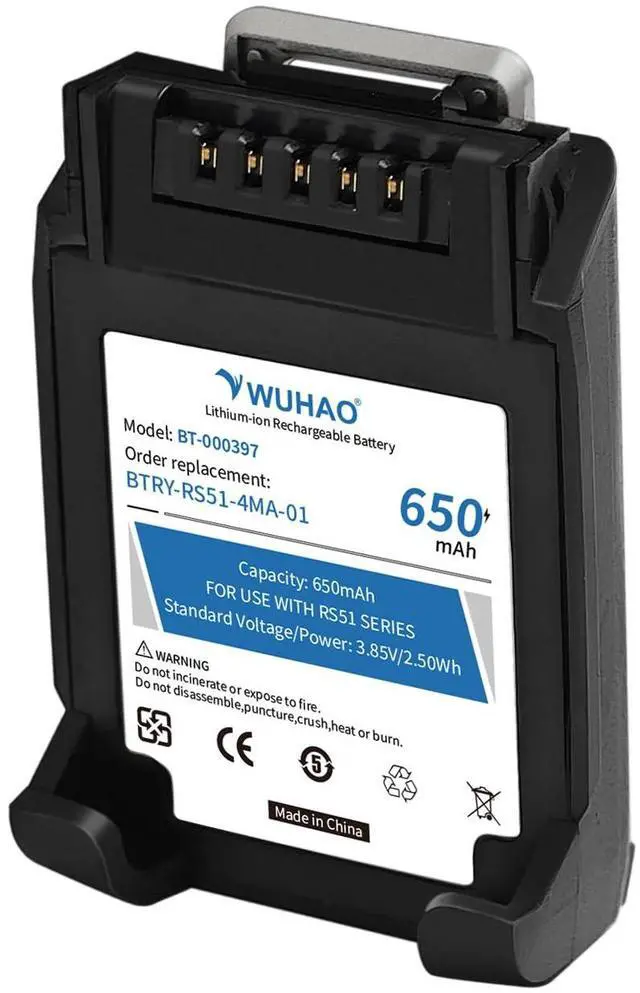 Alt view image 6 of 6 - WUHAO RS5100 Battery BT-000397 BT-000398 650mAh for Zebra RS51 RS5100 RS61 RS6100 RSBT5 RS51B0 RS51C0 Ring Scanner Battery BTRY-RS51-7MA-01 BTRY-RS51-4MA-01