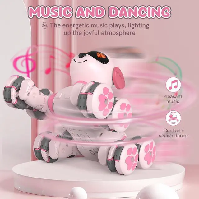 Alt view image 4 of 7 - Paaxido 8WD Stunt RC Car Robot Dog Toys for Girls Age 3+, 2.4GHz Remote Control Car Dog Toys with LED Eyes, Smart Interactive Programmable Robot Gift for Boys & Girls Age 3 4 5 6 7 8 Year Old