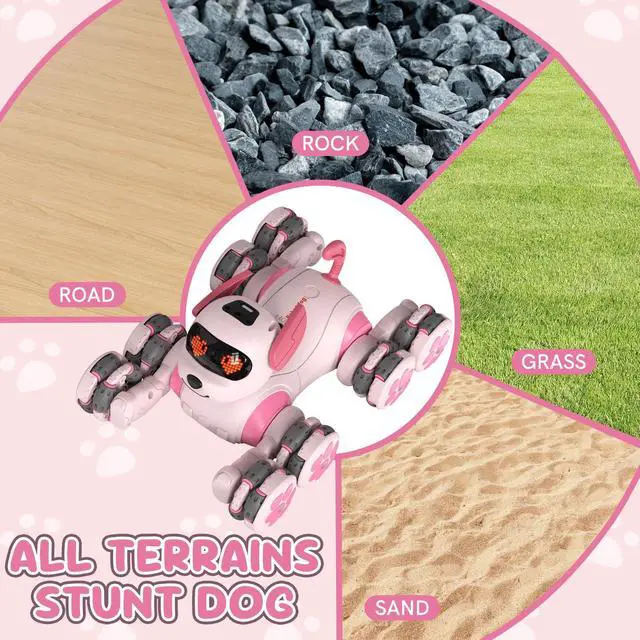Alt view image 6 of 7 - Paaxido 8WD Stunt RC Car Robot Dog Toys for Girls Age 3+, 2.4GHz Remote Control Car Dog Toys with LED Eyes, Smart Interactive Programmable Robot Gift for Boys & Girls Age 3 4 5 6 7 8 Year Old