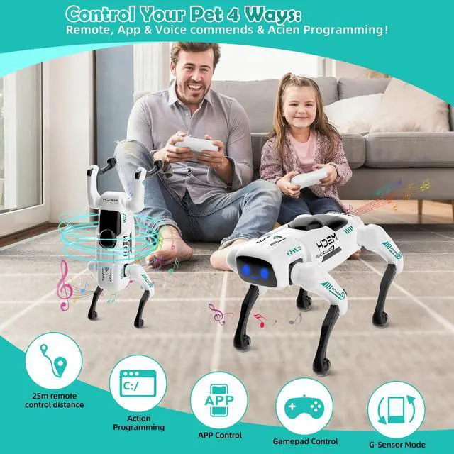 Alt view image 2 of 7 - Dingdongwu Smart Robot Dog for Kids, STEM Learning Robotic Pet with Remote & APP Control, 30+ Actions, Programmable Toy, Gift for Boys Girls Age 6-12 (Compatible with iOS/Android)