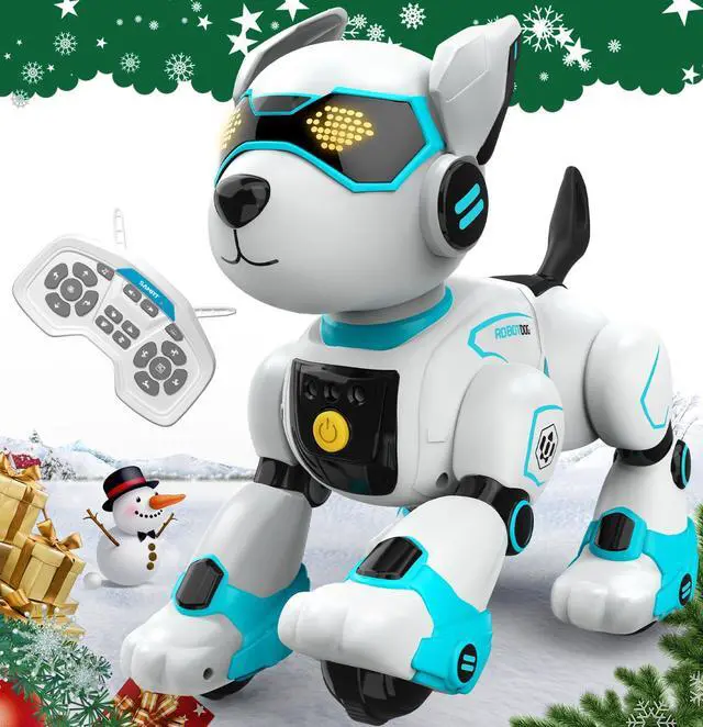 Main image of Robot Dog Toy for Kids, Programmable Remote Control Robot Puppy with Voice & Touch Sensors, Dancing & Singing, Animal Sound Imitation, Smart Stunt Robot Pet, Interactive Robotic Dog for Kids (Blue)