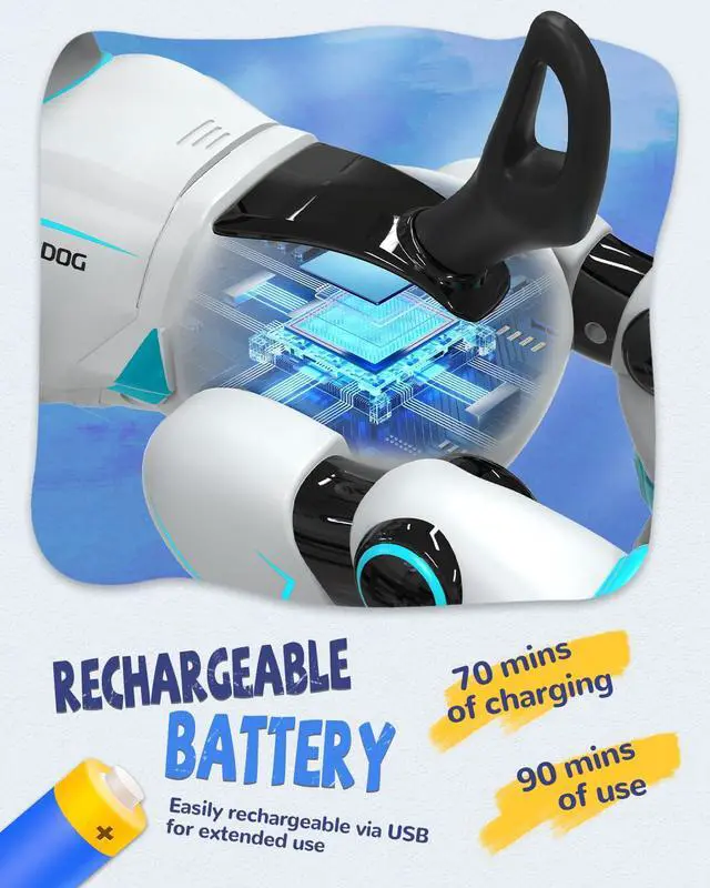 Alt view image 5 of 7 - Robot Dog Toy for Kids, Programmable Remote Control Robot Puppy with Voice & Touch Sensors, Dancing & Singing, Animal Sound Imitation, Smart Stunt Robot Pet, Interactive Robotic Dog for Kids (Blue)