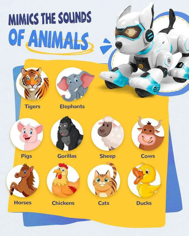 Alt view image 6 of 7 - Robot Dog Toy for Kids, Programmable Remote Control Robot Puppy with Voice & Touch Sensors, Dancing & Singing, Animal Sound Imitation, Smart Stunt Robot Pet, Interactive Robotic Dog for Kids (Blue)