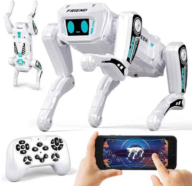 Main image of TOPMVP Smart Robot Dog for Kids 3-12, App & Remote Control RC Stunt Puppy with 2 Batteries, Programmable STEM Toy with AI Emotion Mode & 30+ Actions - Interactive Electronic Pet Gift for Boys Girls