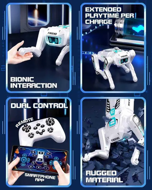 Alt view image 6 of 7 - TOPMVP Smart Robot Dog for Kids 3-12, App & Remote Control RC Stunt Puppy with 2 Batteries, Programmable STEM Toy with AI Emotion Mode & 30+ Actions - Interactive Electronic Pet Gift for Boys Girls