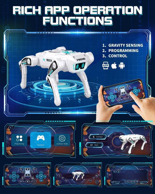 Alt view image 5 of 7 - TOPMVP Smart Robot Dog for Kids 3-12, App & Remote Control RC Stunt Puppy with 2 Batteries, Programmable STEM Toy with AI Emotion Mode & 30+ Actions - Interactive Electronic Pet Gift for Boys Girls