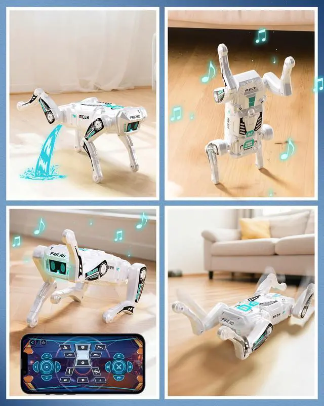 Alt view image 7 of 7 - TOPMVP Smart Robot Dog for Kids 3-12, App & Remote Control RC Stunt Puppy with 2 Batteries, Programmable STEM Toy with AI Emotion Mode & 30+ Actions - Interactive Electronic Pet Gift for Boys Girls