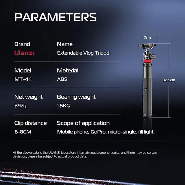 Alt view image 3 of 7 - ULANZI MT-44 Extendable Phone Tripod, 59" Selfie Stick Vlog Stand with 2 in 1 Phone Clip, 360° Ball Head Camera Tripod for iPhone Sony DJI Osmo Nano Action Camera, Lightweight for Travel