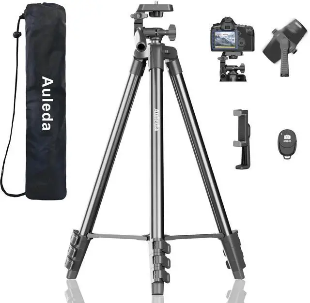 Main image of 60 Camera Tripod Lightweight Travel Tripod Stand Compatible with Canon Nikon DSLR Cameras with Wireless Remote Phone Holder and Bag Max Load 6.6 LB Black