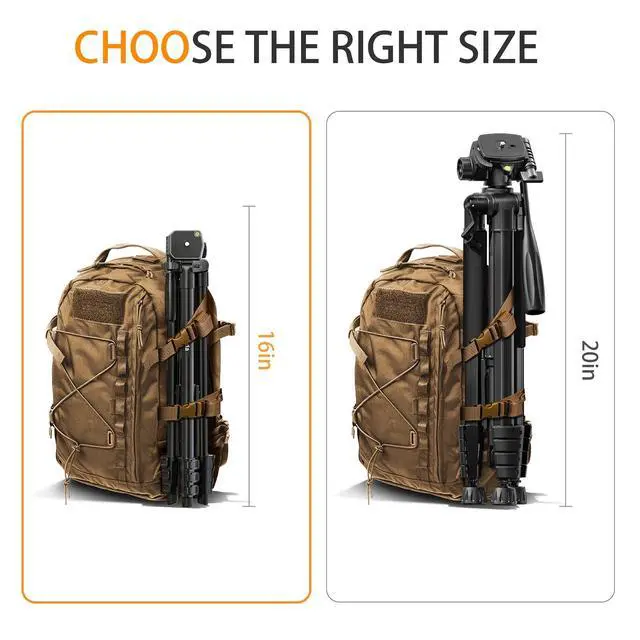 Alt view image 6 of 7 - 60 Camera Tripod Lightweight Travel Tripod Stand Compatible with Canon Nikon DSLR Cameras with Wireless Remote Phone Holder and Bag Max Load 6.6 LB Black