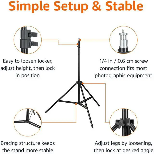 Alt view image 2 of 6 - Amazon Basics Portable Aluminum Photography Light Stand Tripod with Case, 2.8-6.7 feet, Black