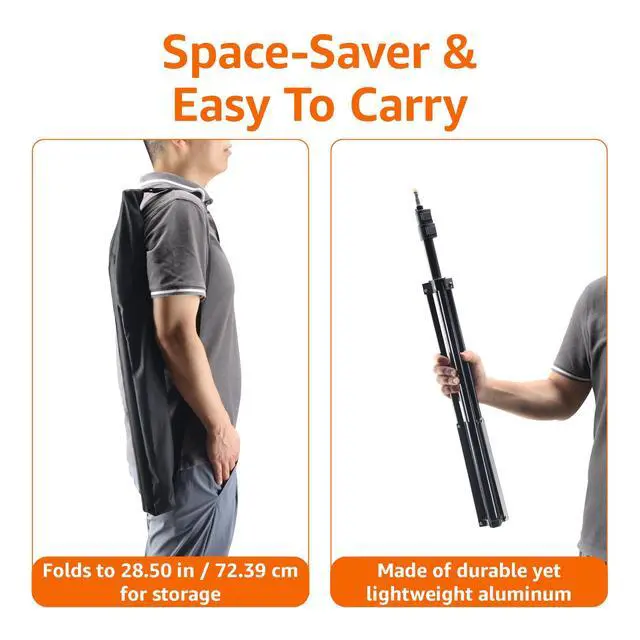 Alt view image 4 of 6 - Amazon Basics Portable Aluminum Photography Light Stand Tripod with Case, 2.8-6.7 feet, Black