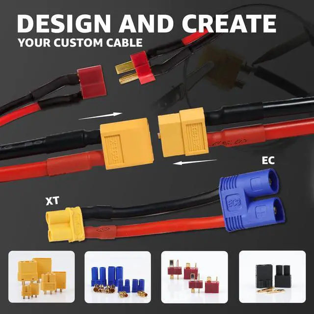 Alt view image 3 of 5 - Ledvillage 62pcs T-Plug / XT30 / XT60 / EC3 Male & Female Plug Adapter Connectors Kit 14 AWG Silicone Wire and Heat Shrink Tubing for RC Lipo Battery Accessories ESC Motor