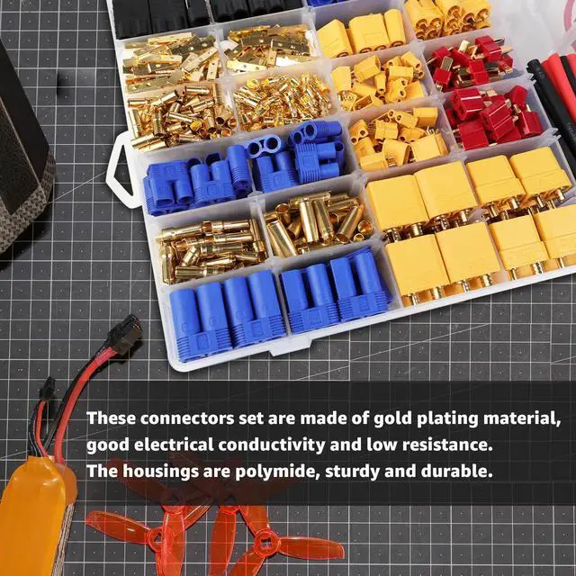 Alt view image 4 of 5 - Ledvillage 62pcs T-Plug / XT30 / XT60 / EC3 Male & Female Plug Adapter Connectors Kit 14 AWG Silicone Wire and Heat Shrink Tubing for RC Lipo Battery Accessories ESC Motor