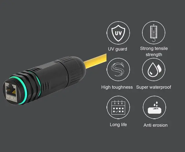 Alt view image 3 of 7 - Network Cable Extension Adapter for Industrial Outdoor IP68 Network Docking Connector, RJ45 Female to Female with Kit CAT6.