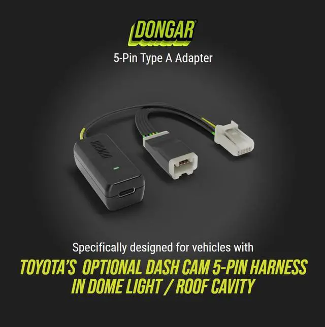 Alt view image 2 of 7 - Dongar Dash Cam Power Adapter (5-Pin Type A) for Select Toyota/Lexus with Roof Option Connector, Compatible w/ 2024+ Toyota Tacoma