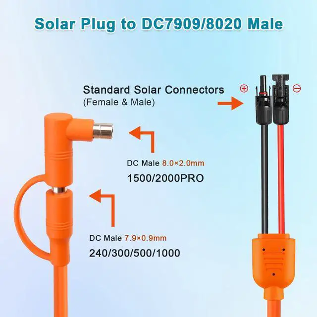 Alt view image 3 of 6 - XRDS -RF Solar Panel to DC 8mm Adapter Cable 25FT, Solar Connector to DC7909/8020 Male Plug Extension Cord, 12AWG+14AWG Tinned Copper Wire Compatible with Portable Power Station