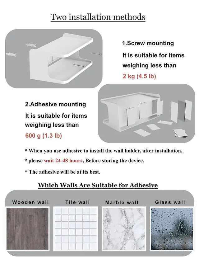 Alt view image 6 of 7 - NOTMBESTM 2-Shelf Bedside Shelf Organizer, Modern/Contemporary Style, Wall Mount, Double Tray Holder for Bedroom, Bathroom, Electronic Devices, Personal Items