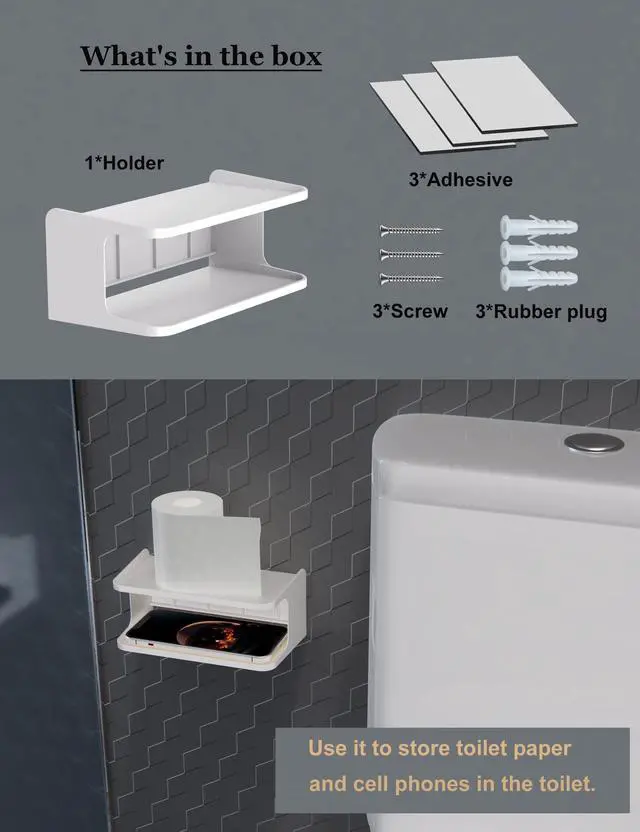 Alt view image 7 of 7 - NOTMBESTM 2-Shelf Bedside Shelf Organizer, Modern/Contemporary Style, Wall Mount, Double Tray Holder for Bedroom, Bathroom, Electronic Devices, Personal Items