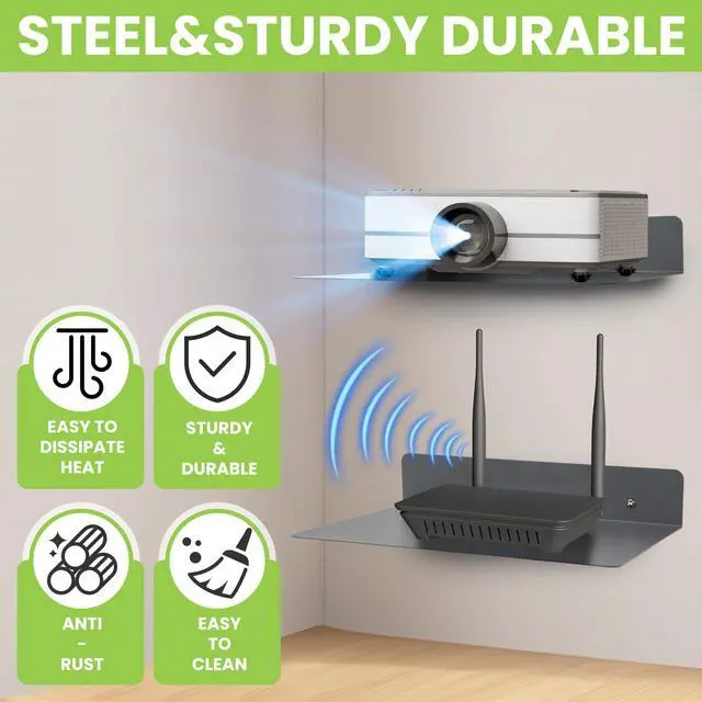 Alt view image 5 of 7 - MZDMY Steel Floating Shelves for Wall,Small Wall ShelfSuitable for Bedroom, Living Room, Bathroom, Kitchen, Office (Grey, 11.81x8.46 in)