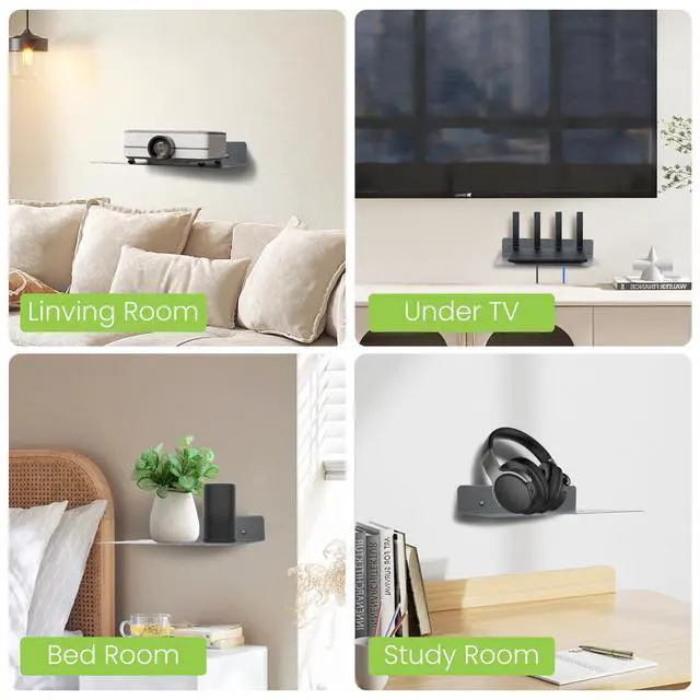 Alt view image 7 of 7 - MZDMY Steel Floating Shelves for Wall,Small Wall ShelfSuitable for Bedroom, Living Room, Bathroom, Kitchen, Office (Grey, 11.81x8.46 in)