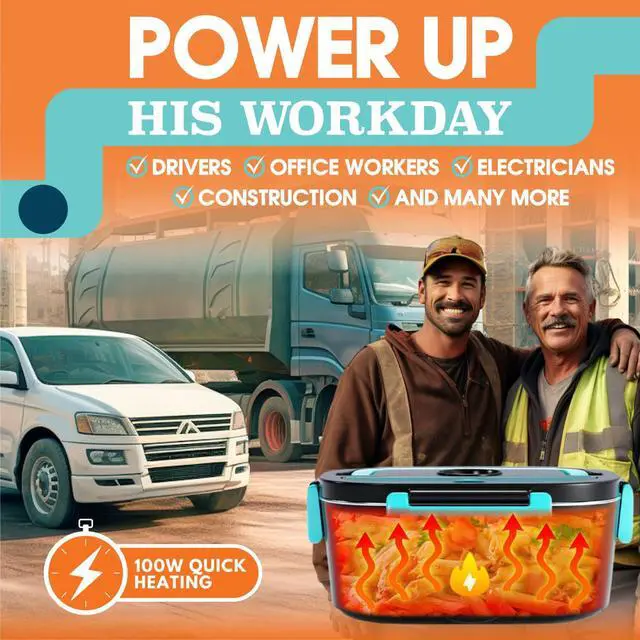 Alt view image 3 of 6 - TRAVELISIMO Electric Lunch Box for Adults 100W Heated Lunch Box For Men 1.5L Stainless Steel Portable Food Warmer, 12/24/110V for Travel & Work, Loncheras Electricas Para Calentar almuerzo