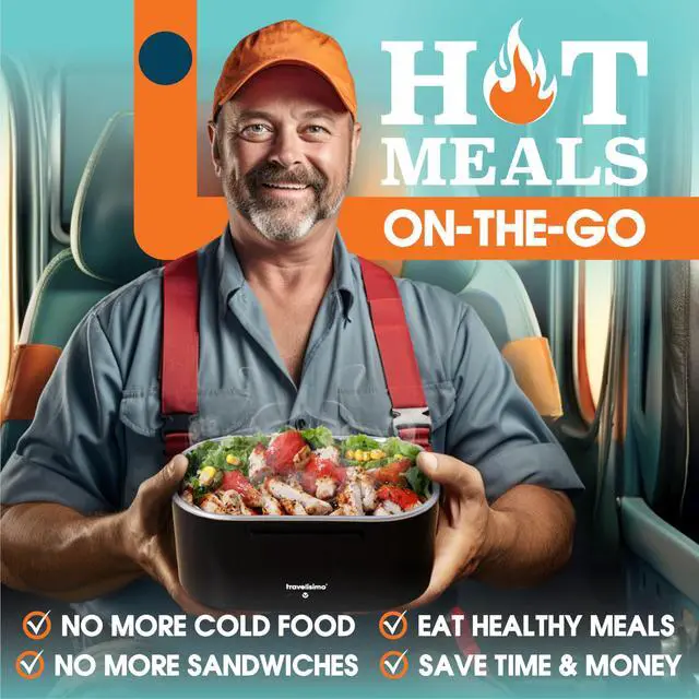 Alt view image 2 of 6 - TRAVELISIMO Electric Lunch Box for Adults 100W Heated Lunch Box For Men 1.5L Stainless Steel Portable Food Warmer, 12/24/110V for Travel & Work, Loncheras Electricas Para Calentar almuerzo