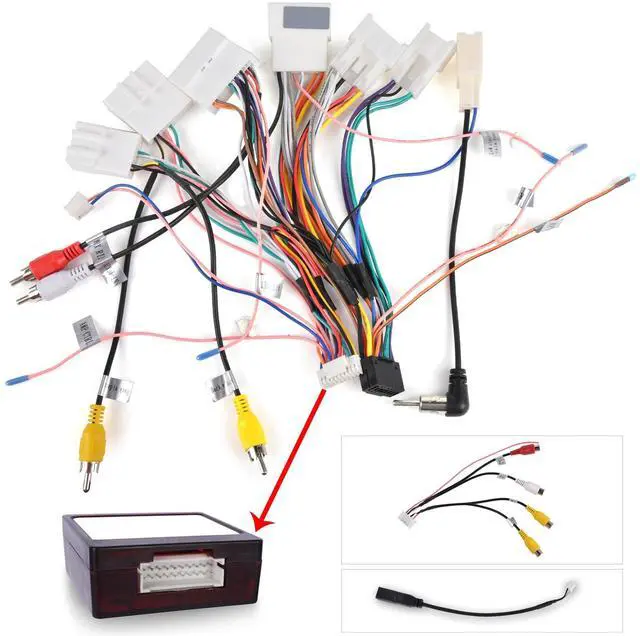 Main image of NHOPEEW Radio Wiring Harness Adapter Connector Compatible with Toyota Pruis Camry RAV4, Toyota Radio Wire Harness 16Pin Wiring Harness Kit Plug and Play with Canbus and RCA Cable & Original USB Cable