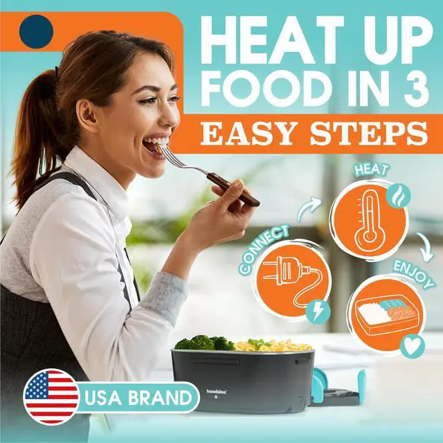 Alt view image 4 of 6 - TRAVELISIMO Electric Lunch Box for Adults 100W Heated Lunch Box For Men 1.5L Stainless Steel Portable Food Warmer, 12/24/110V for Travel & Work, Loncheras Electricas Para Calentar Almuerzo